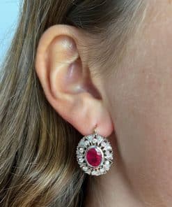 Big Ruby Flower Earrings