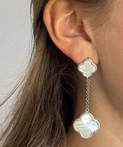 Clover Nacar Dangling Large Earrings